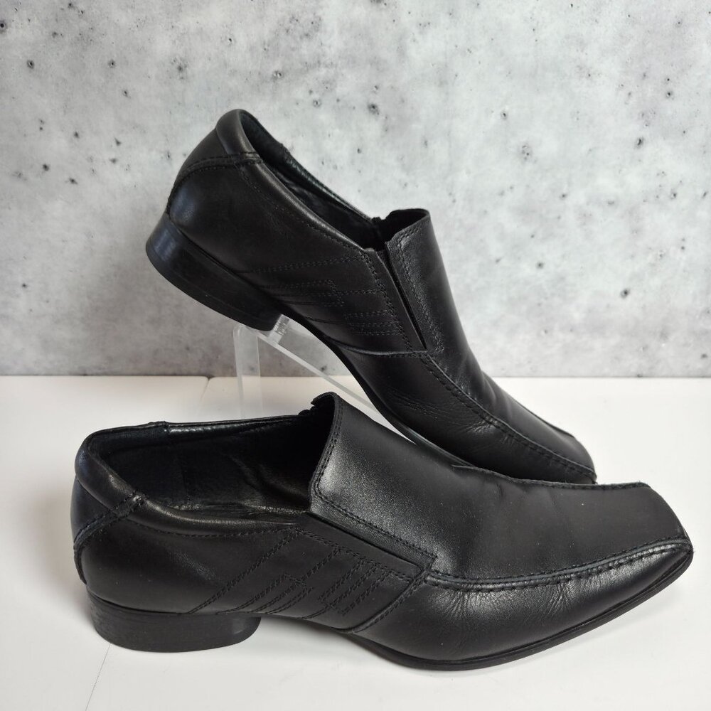 Kenneth Cole Reaction On That Note Black Leather Slip-On Shoes Mens 9M Medium